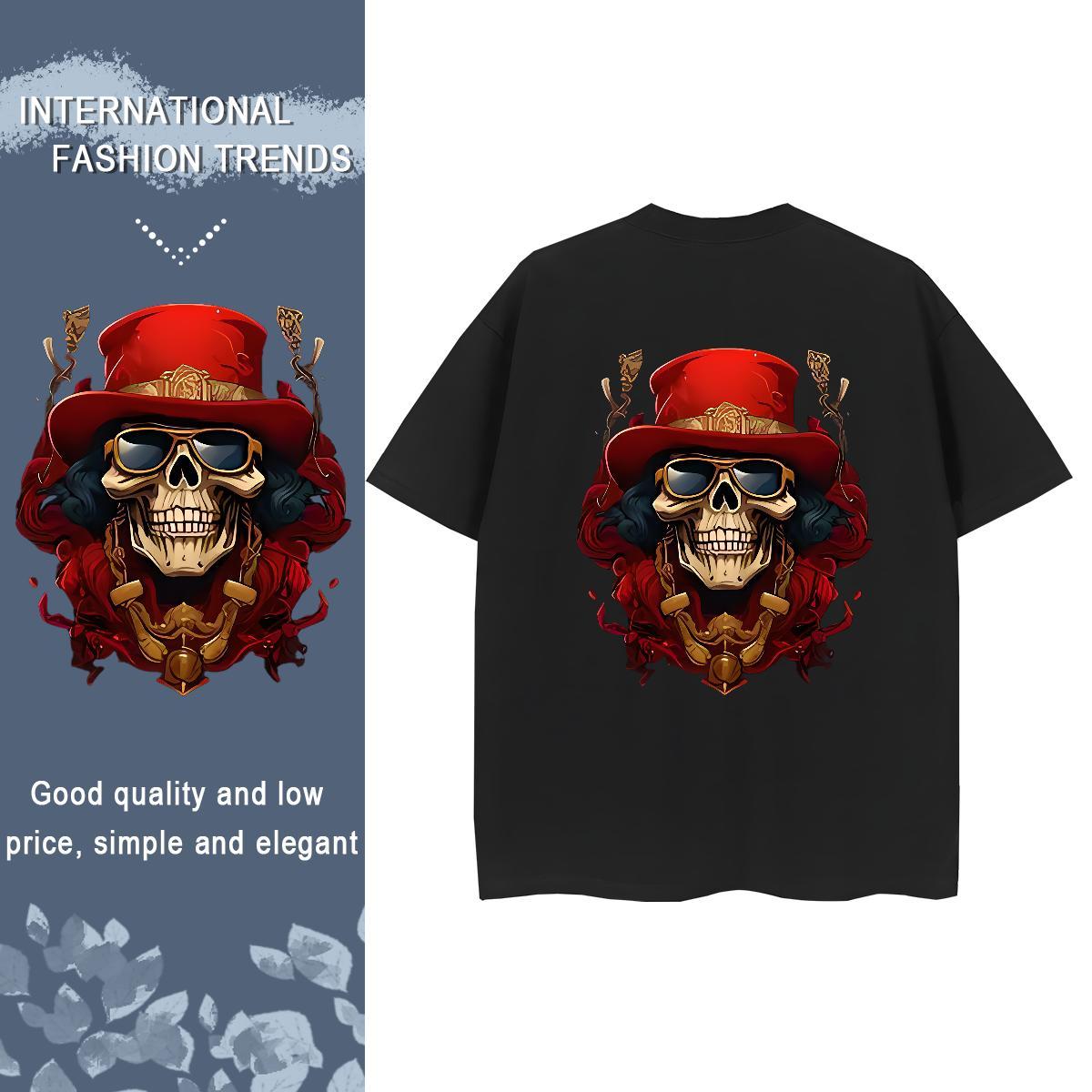 DIY T Shirt For Woman 100% Cotton 230g Crew Neck Daily Outfit skull Couples T Shirts Nice DIY Logo Clothes Shirt
