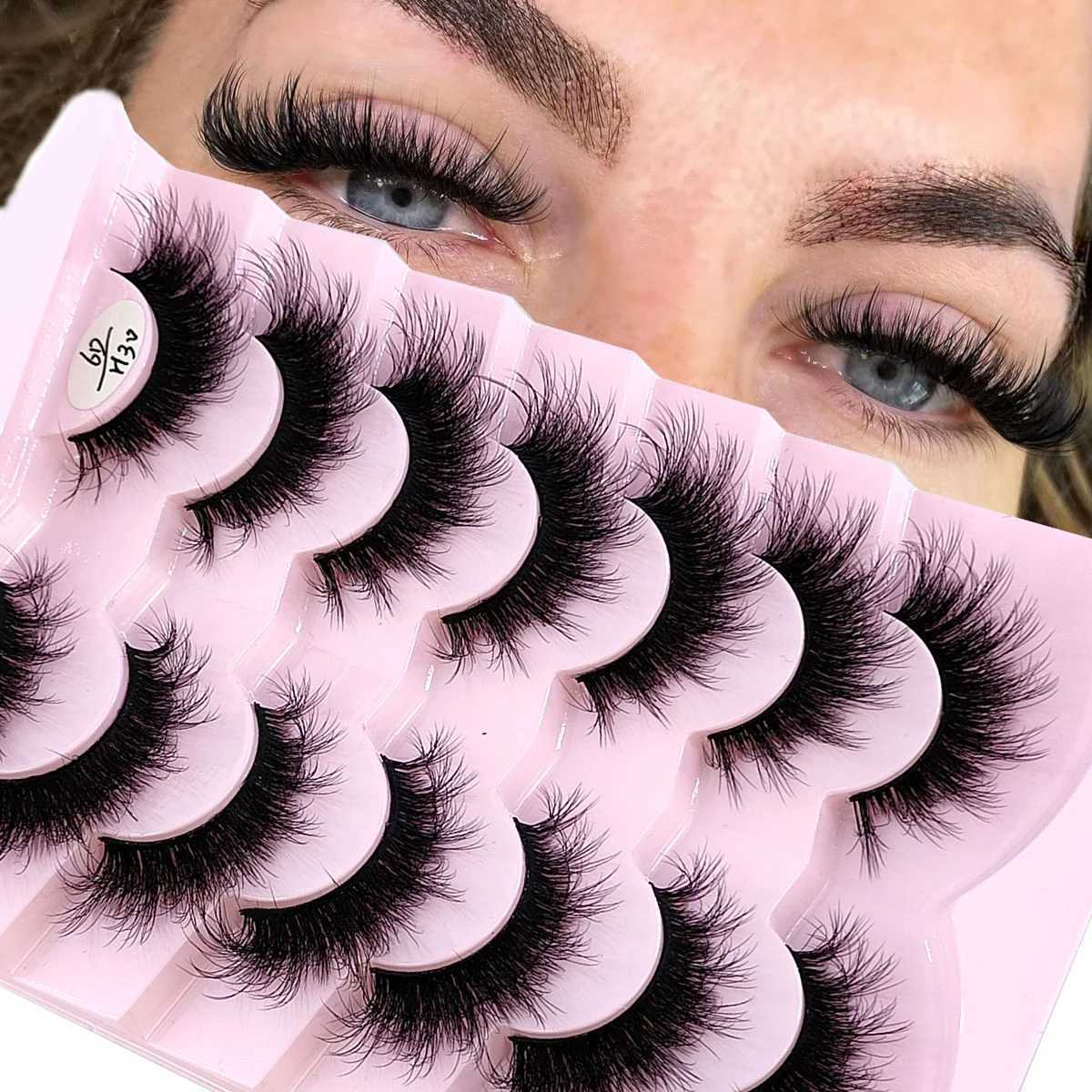 NEW 7Pairs Lashes manga Lashes 3D Faux Mink Lashes Natural Look Wispy Mink Eyelashes Fluffy Cat Eye Lashes Pack Fake EyelashesXJ241019