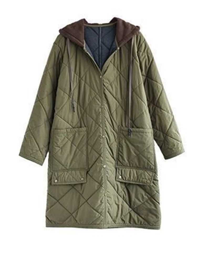 Korean Winter Thick Long Parkas Chaquetas Casual Cotton Padded Singler Breasted Parcas Coats Baggy Ultralight Snow Wear JaquetaX241019