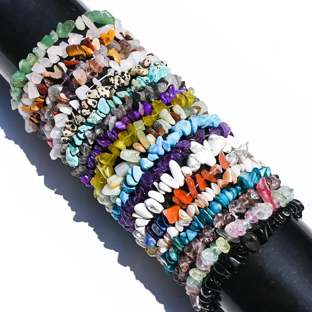 50 pieces of natural gemstone bracelets irregular crystal elastic chip beads gold nugget bracelets quartz wristbands 241018
