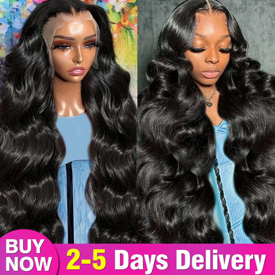 Human x Brazilian Hair Body Wave Lace Frontal Wigs For Women Front Pre Plucked Free Shipping
