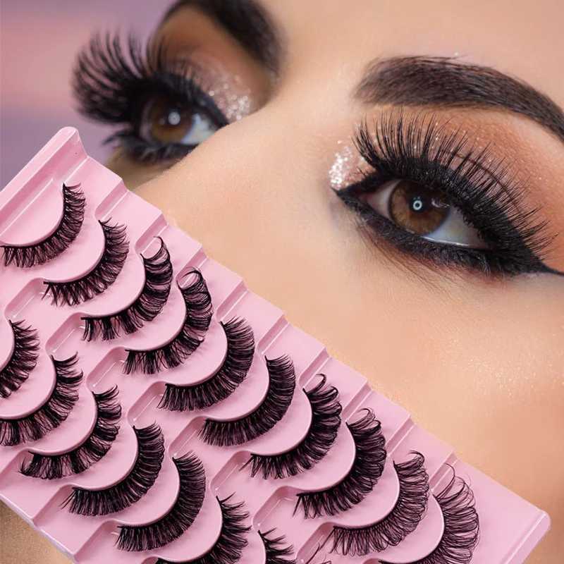 Russian 10 Pairs DD Curl Strip Lashes Fluffy Volume False Eyelashes DD Curl Dramatic Messy Faux Mink Fake Lashes Make UpXJ25872