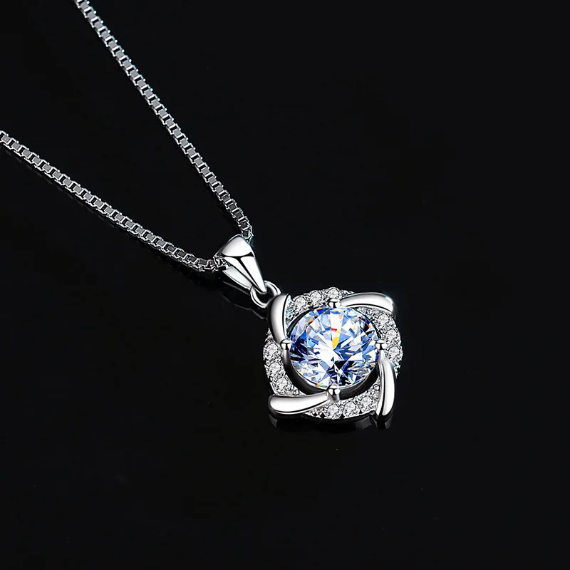 EWYA 0.5/1CT Windmill Female Pendant Necklace S925 Pure Silver Diamond Chain Necklace Exquisite Jewelry Gift 241018