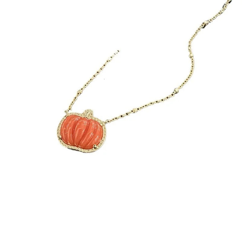 fashion Halloween orange pumpkin pendant necklace with border necklace womens jewelry accessories gift 241018