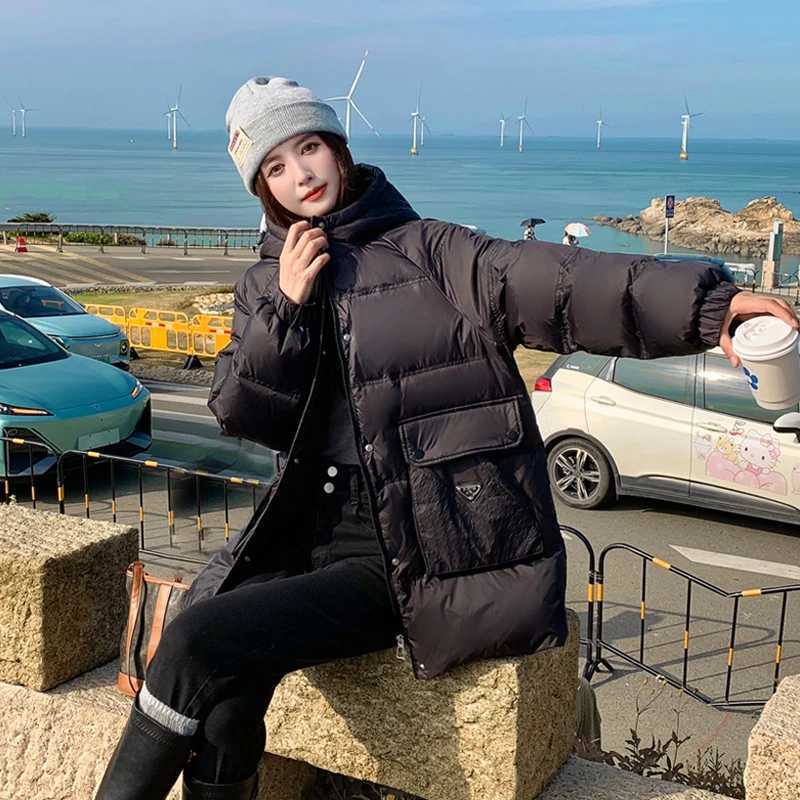 Womens Down Jacket Winter New Outerwears Korean Simple Casual Stylish Down Coats Thickened Warm Hooded Mid-length Puffer CoatsX241019