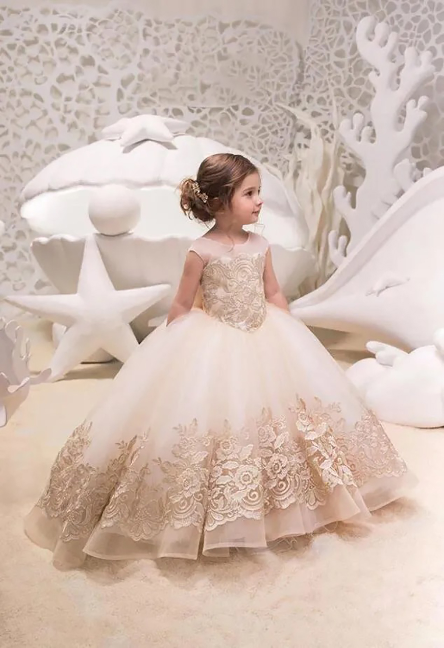 Champagen Princess Glitz Ball Gown Girls Pageant Dresses Fuia Little Baby Camo wer Girl Dress With Beads