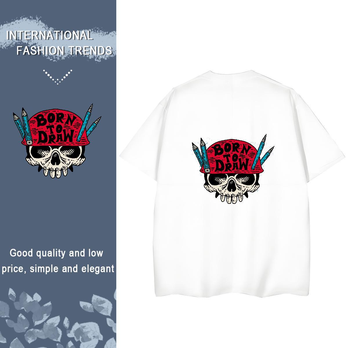 Designer T Shirt For Woman 230g Pure Cotton Breathable Crew Neck Daily Wear skull Women Tees Comfortable Plus Size Cartoon Tshirts