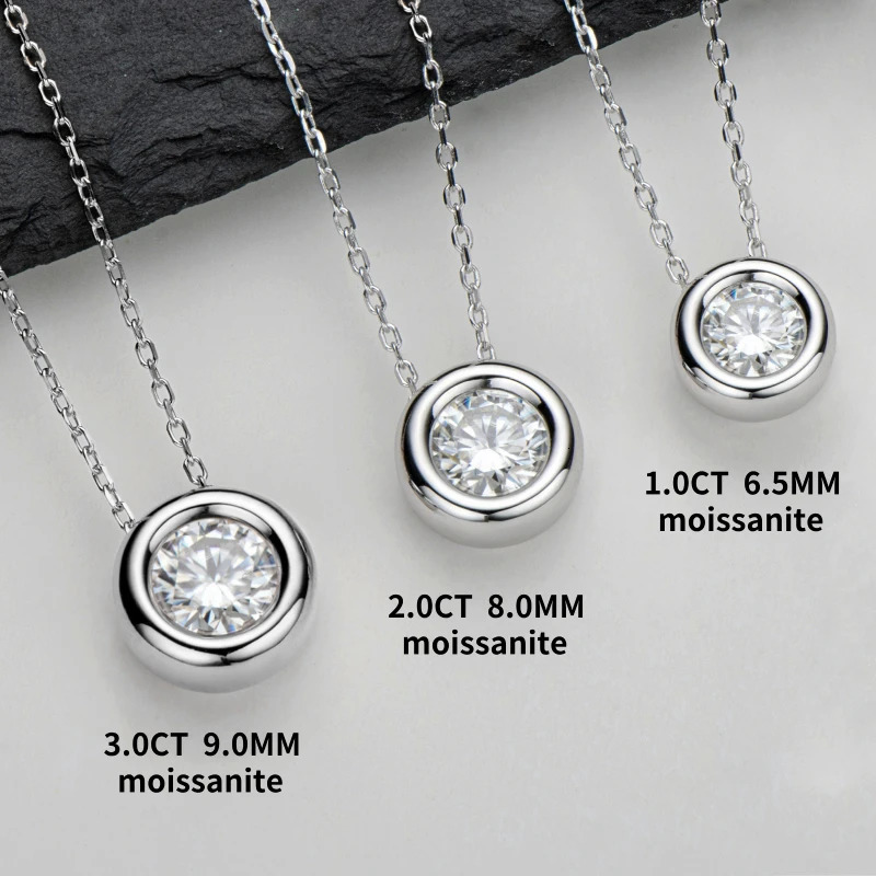 1ct 2ct 3ct D VVS1 framed bubble pendant necklace suitable for women and men 100% 925 silver 18K rose gold plated GRA jewelry gift 241018