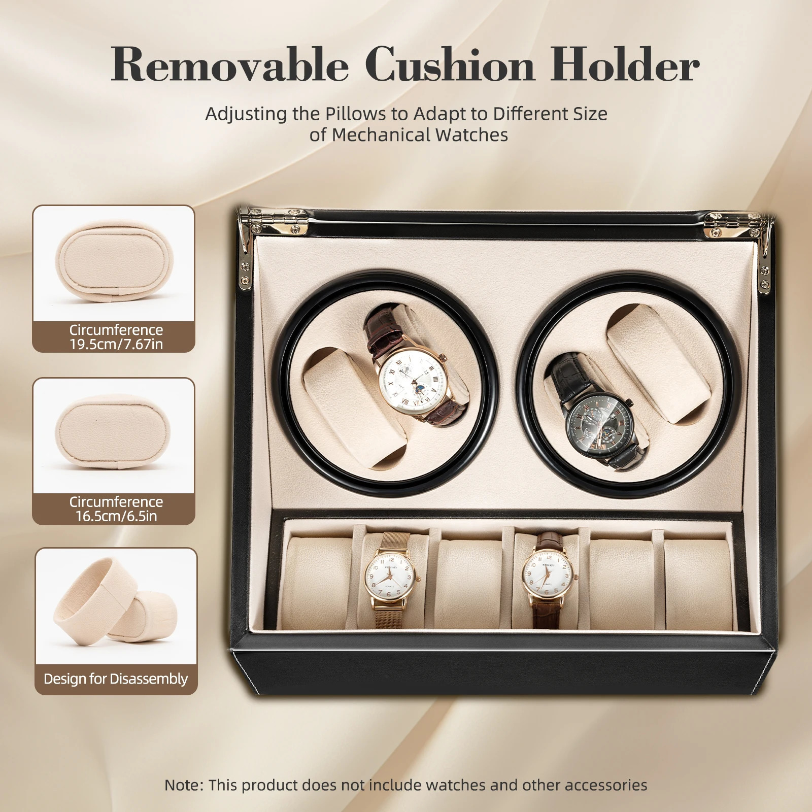 Four automatic watch boxes with 6 flexible watch pillows luxurious PU leather storage box fashionable home accessories 241018
