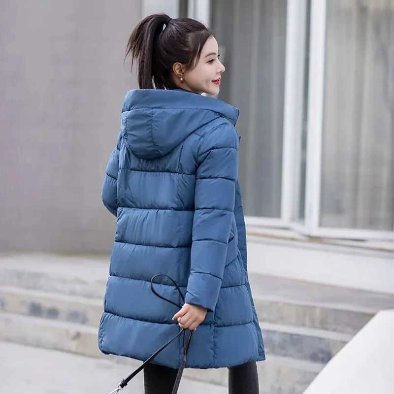 Womens Winter Thickened Jackets Heavy-Weight Coats Hooded Quilted Jacket Long Fitted Parka with Pockets Women down cotton coatX241019