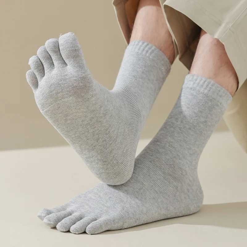 5 Pairs Large Thick Cotton Socks with Toes Men Women Autumn Winter Thermal Five Finger Sock Solid Color Warm Terry Loop HosieryXJ241019