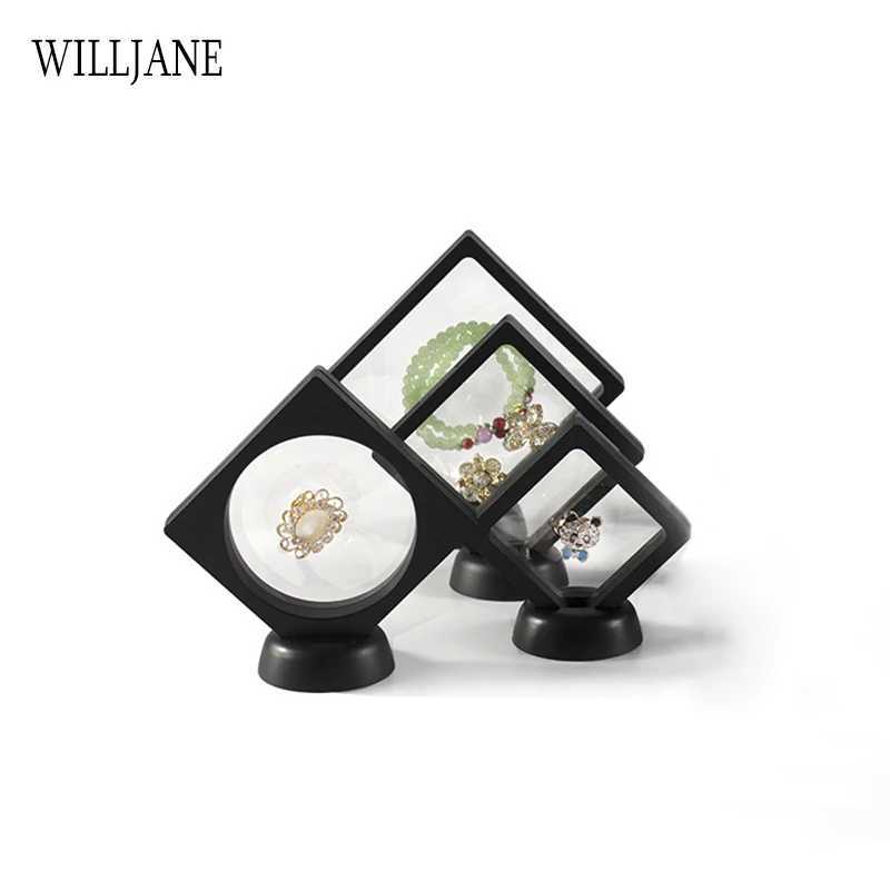 Jewelry Ring Display Stand Transparent PE Film Jewelry Display Box Bracelet Hanger Dustproof Support 3D Suspension W241019