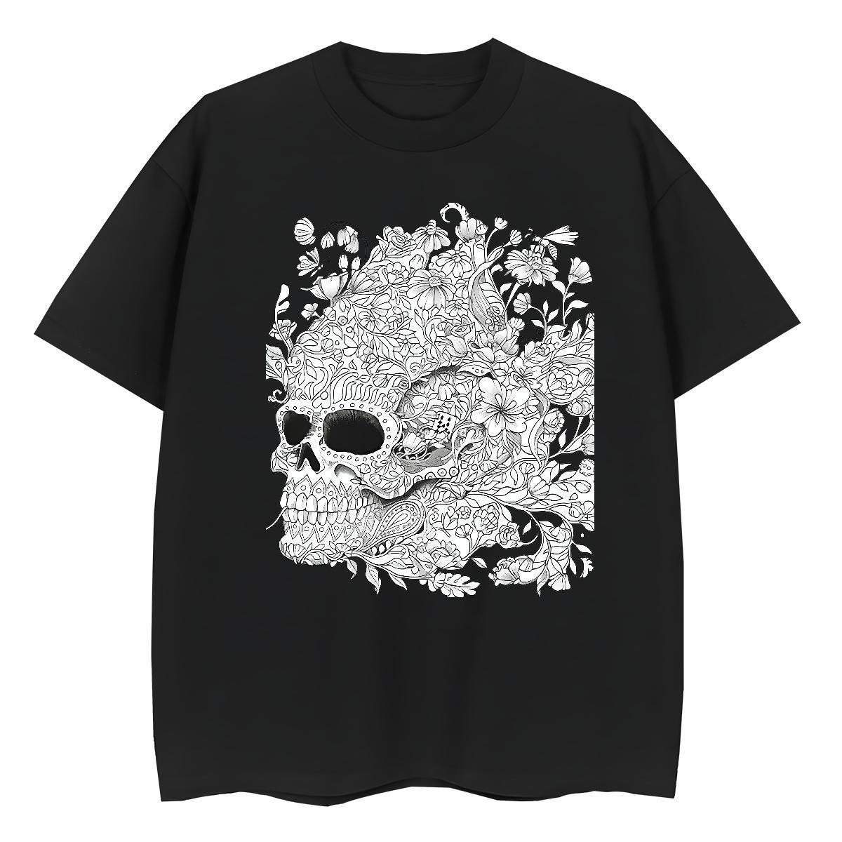 Factory Direct Women T Shirts 230g 100% Cotton O-Neck Short Sleeve Daily Wear skull Woman Tshirt Loose Custom Cartoon Tops Tees