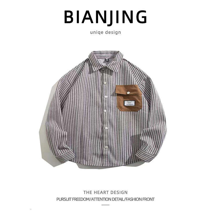 shanshi Men's shirts High street vertical striped shirt men's spring and autumn high-end design casual interior shirt jacket