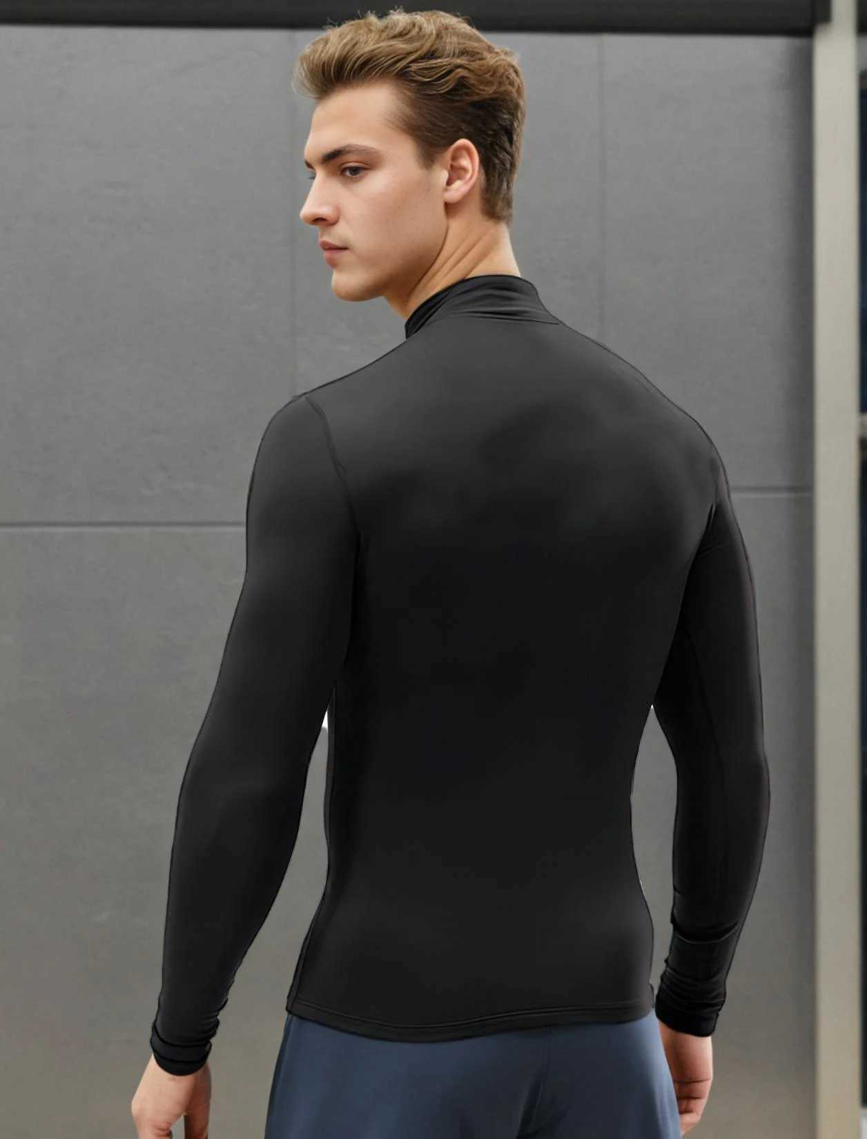 Running shirt mens sports long sleeved sportswear fitness training top quick drying compression sportswear W241018