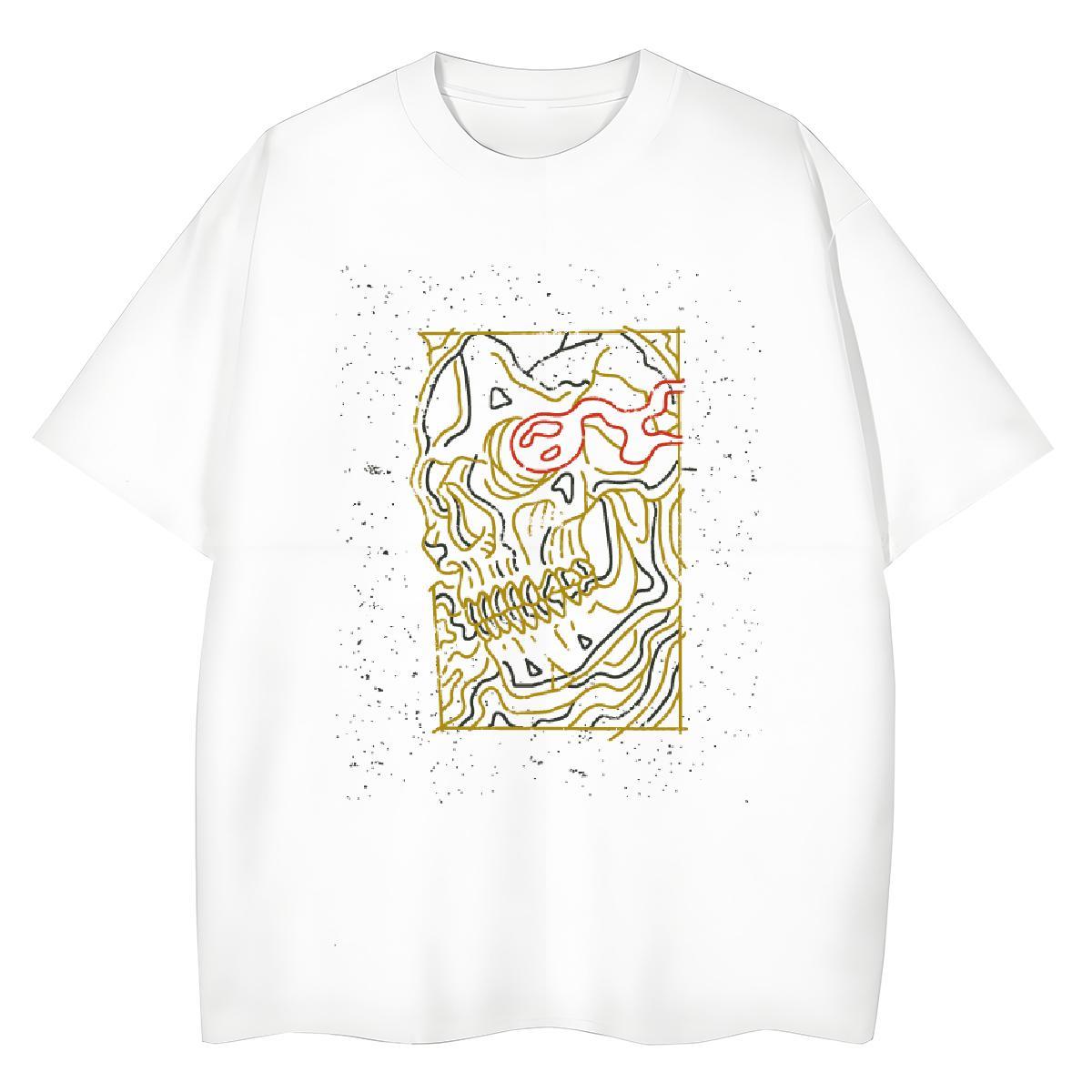 Fashion T Shirts Women 230g 100% Cotton Crew Neck Summer Casual skull Woman Tshirt Soft DIY Logo Tshirts