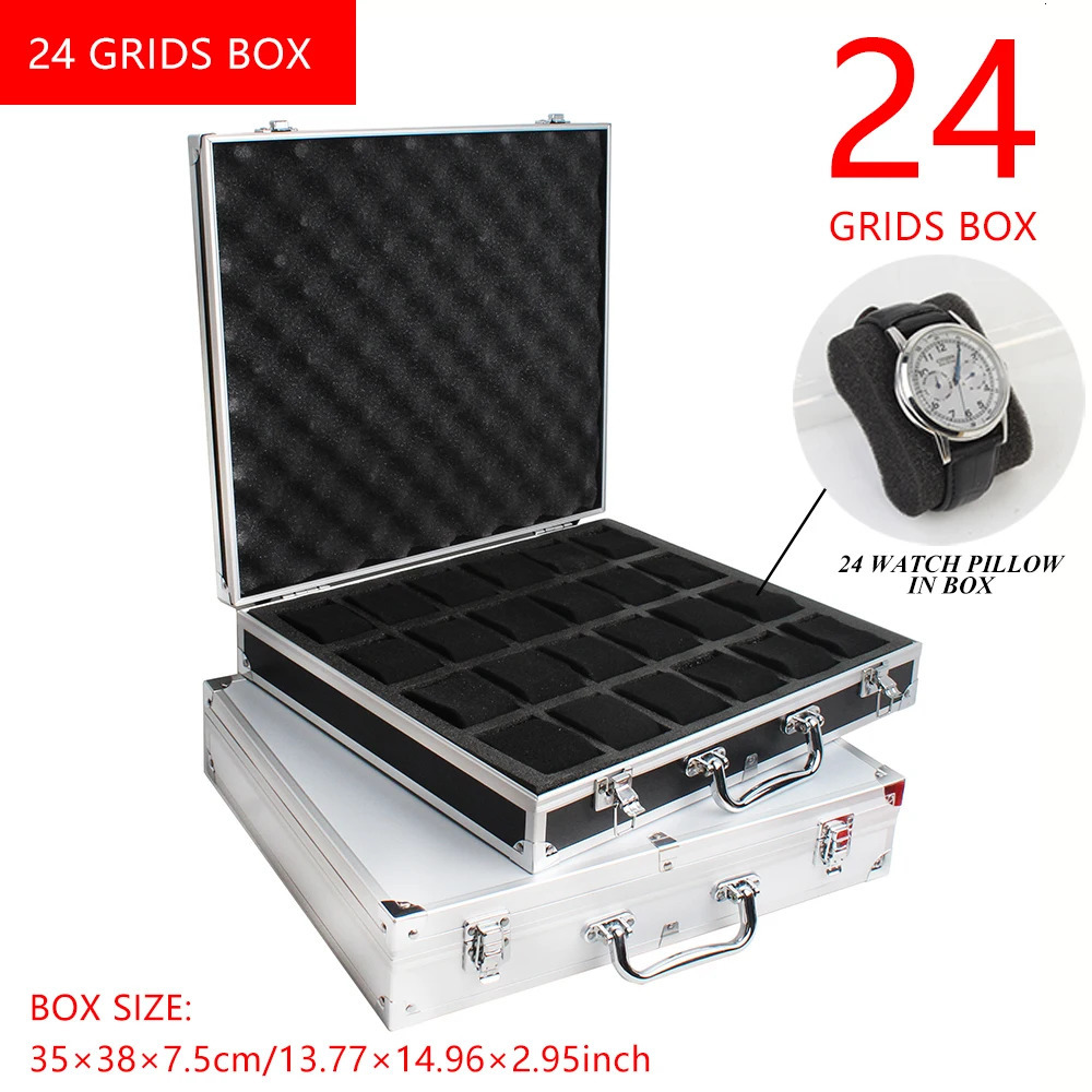 10/18/24 Grid Portable Aluminum Case with Handle for Large Capacity Storage of Jewelry and Watch Display Cases 241018