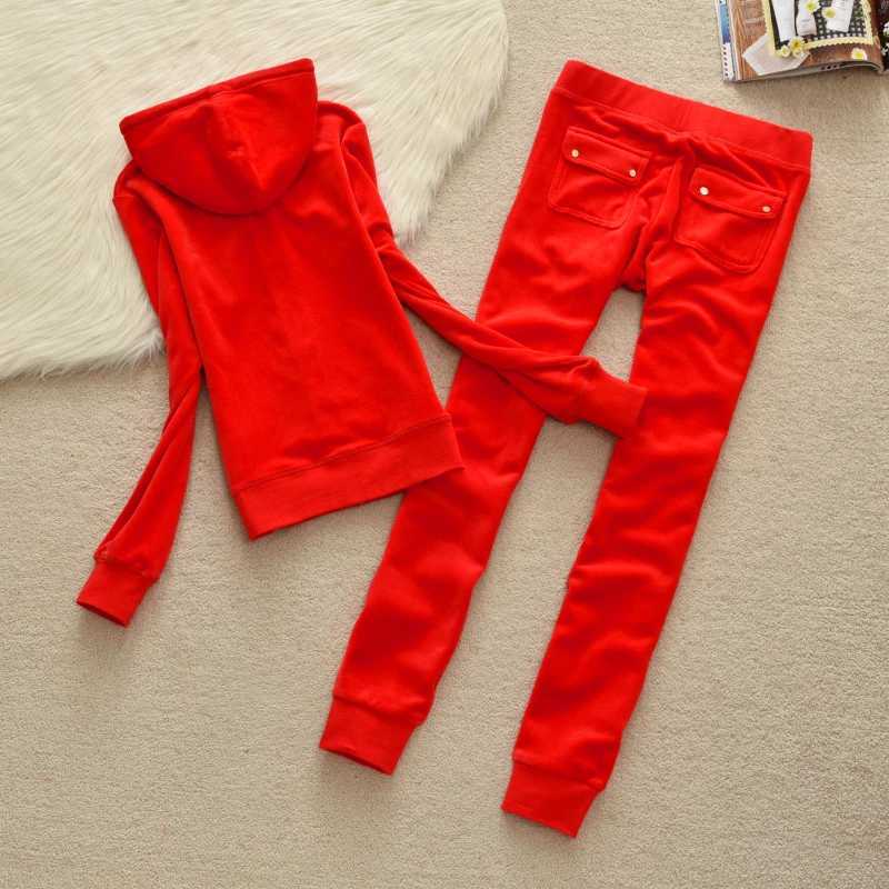Women's Two Piece Pants Womens Velvet Track Wear Autumn/Winter Womens Casual Set Solid Color Hoodie Sportswear Velvet Set 2-piece Y241019S3WM