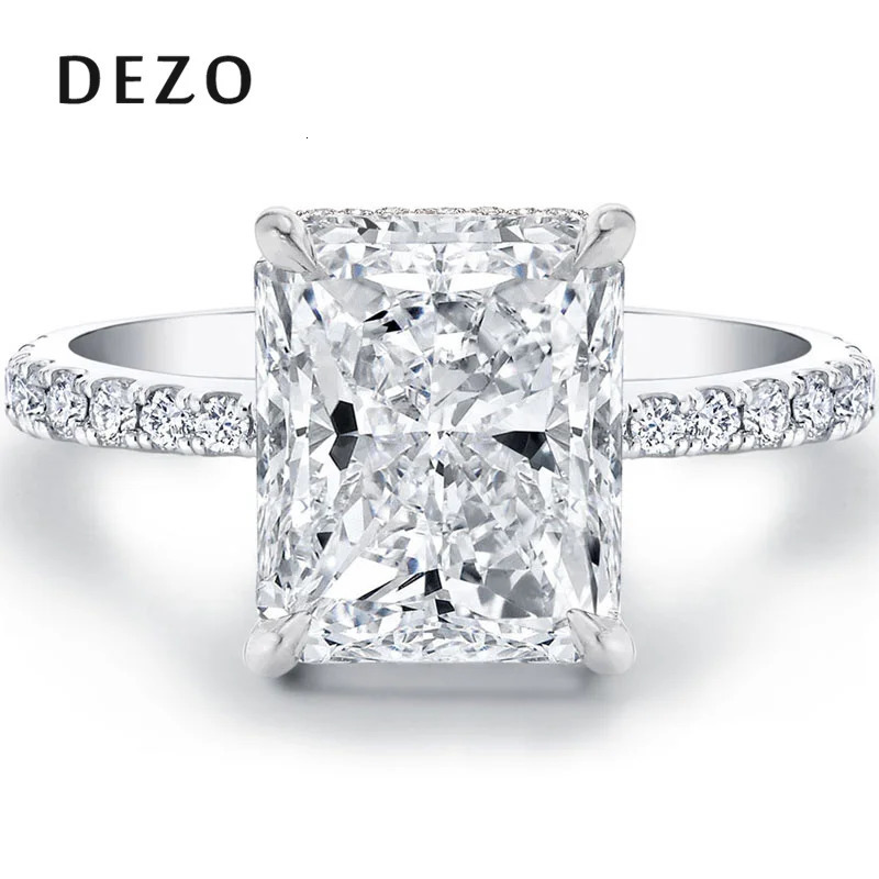 DEZO Card Engagement Ring 2/3/4ct Radiant Cut D-Color Solid 925 Silver Womens Wedding Jewelry Gift 241007