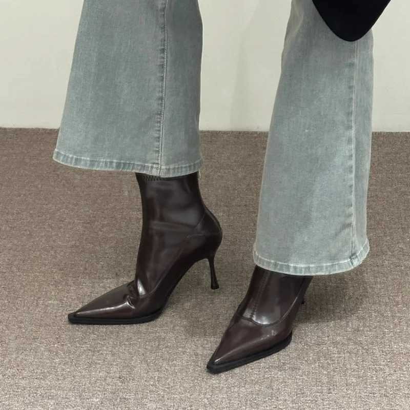Womens high heels ankle i boots designer Pointed Toe walking shoes 2024 winter new dress pump sexy Zapatos Mujer Y241019