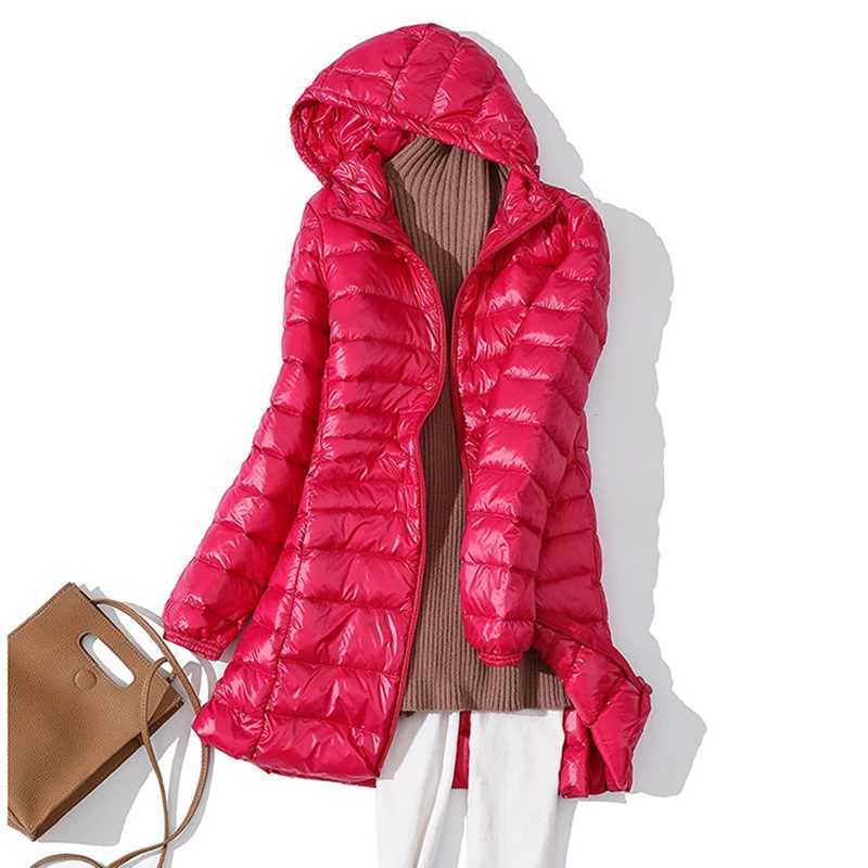 7XL Ladies Long Warm Down Coat With Portable Storage Bag Women Ultra Light Down Jacket Womens Overcoats Hip-LengthX241019