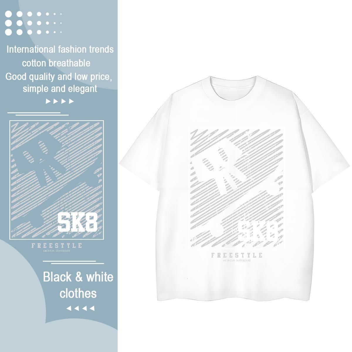 New Arrival Womens T Shirts 100% Cotton 230g Short Sleeve O-Neck Sports Street Wear skull Couples T Shirts 5A Customized Top Shirts