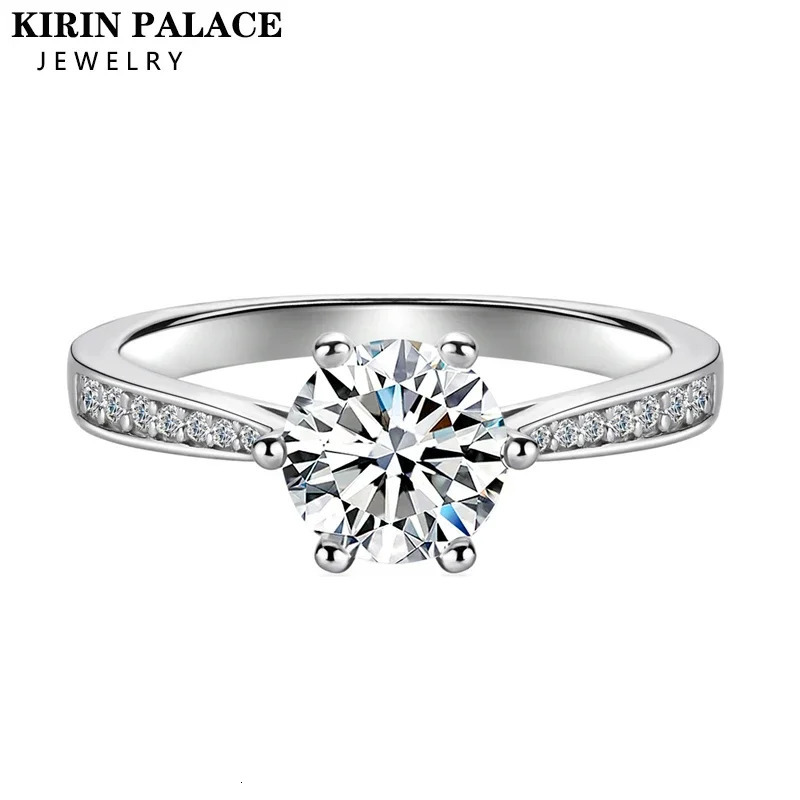 1ct 1.5ct 2ct Womens Wedding Ring Pure Silver Round Shining Diamond Card Engagement Ring Gift 241007