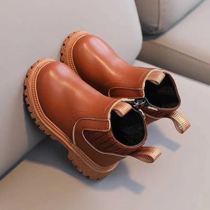 Kids Short Boots Fashion Boys Shoes Autumn Winter Leather Children Boots Non-Slip Toddler Girls Boot Toddler Snow ShoesXJ241018