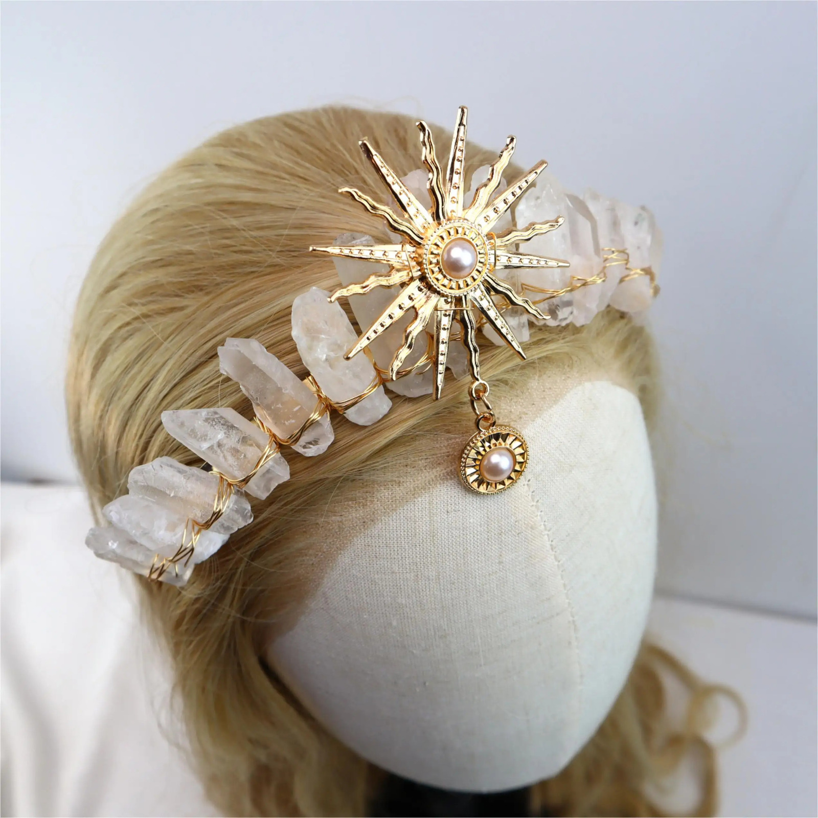 Original crystal crown sun goddess crystal tiaras jewelry hair accessories fairy headband pography props elf festival gifts 241018