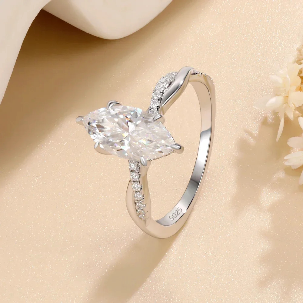 Real card ring 925 sterling silver 2CT laboratory diamond engagement ring womens marquis cut D VVS1 jewelry gift 241007