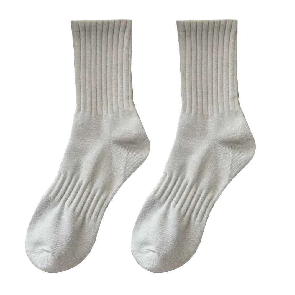 1 Pair Men Black White Warm Socks Autumn Winter Male Breathable Solid Color Sport Long Middle Tube Casual Socks Hosiery For MenXJ241019