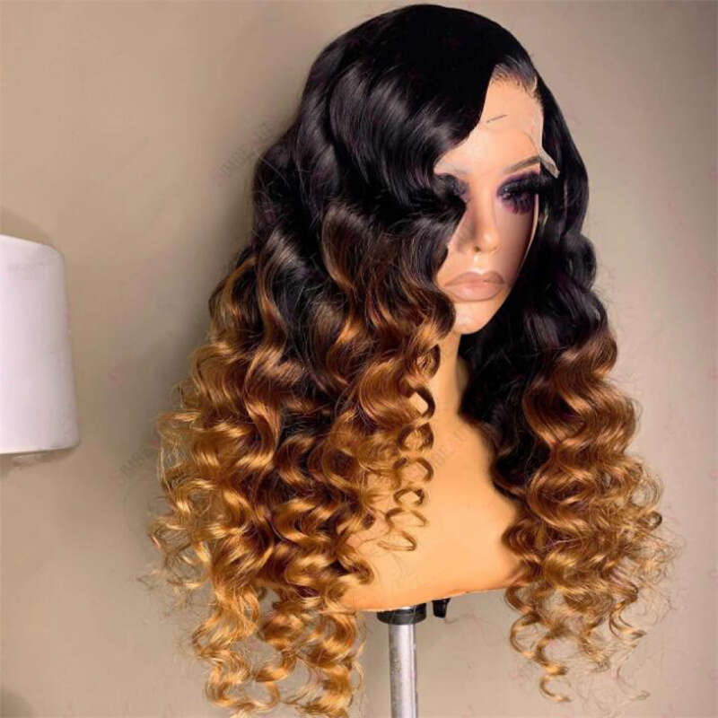 180Density Glueless Soft 26 Long Ombre Blond Deep Curly Lace Front For Women Baby Hair Preplucked Heat Resistant Daily