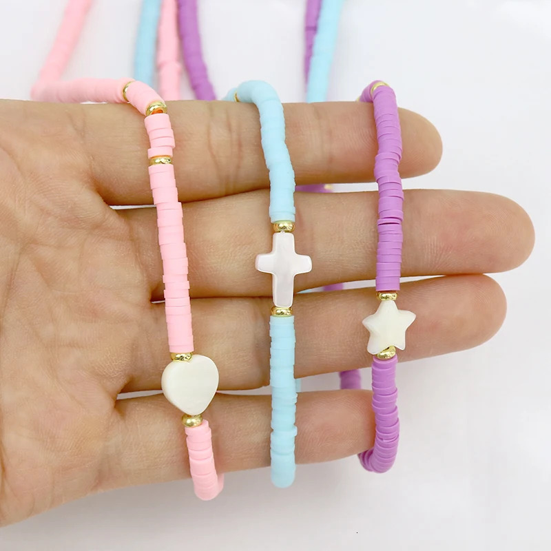 10 Shell Talisman Polymer Clay Soft Bead Chain Necklace Shell Talisman Bead Necklace Elegant Jewelry Necklace 90038 241018