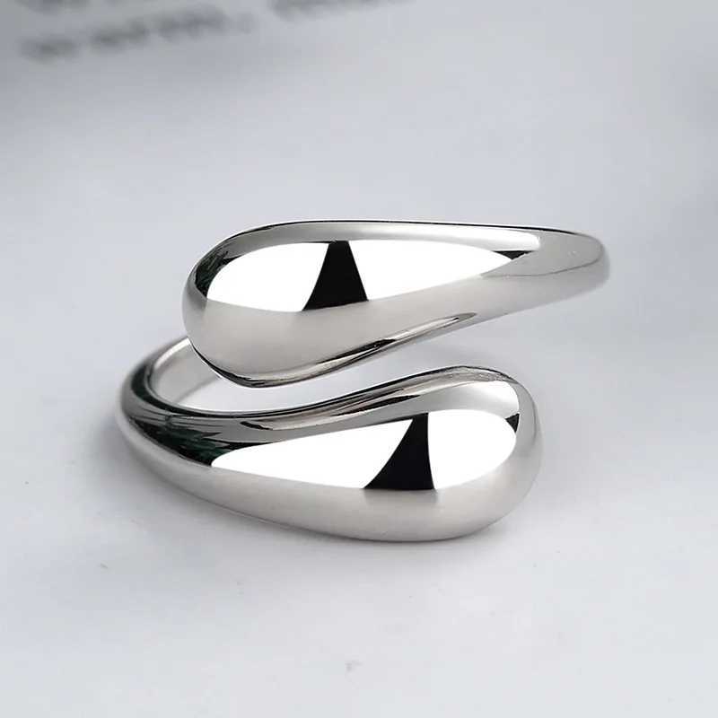 Stainless steel minimalist ring suitable for women trend gold smooth double ball beads open ring aesthetic jewelry couple gift Y241019