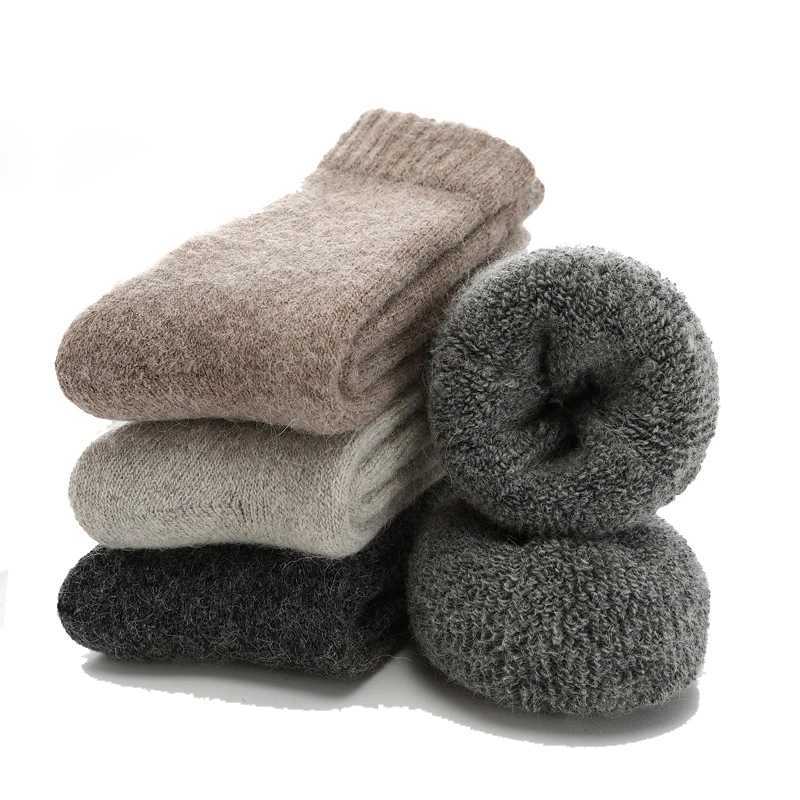 Super Thicken Winter Socks Merino Wool Socks Russia Winter Warm Male Socks Solid Color Warm MeiasXJ241019