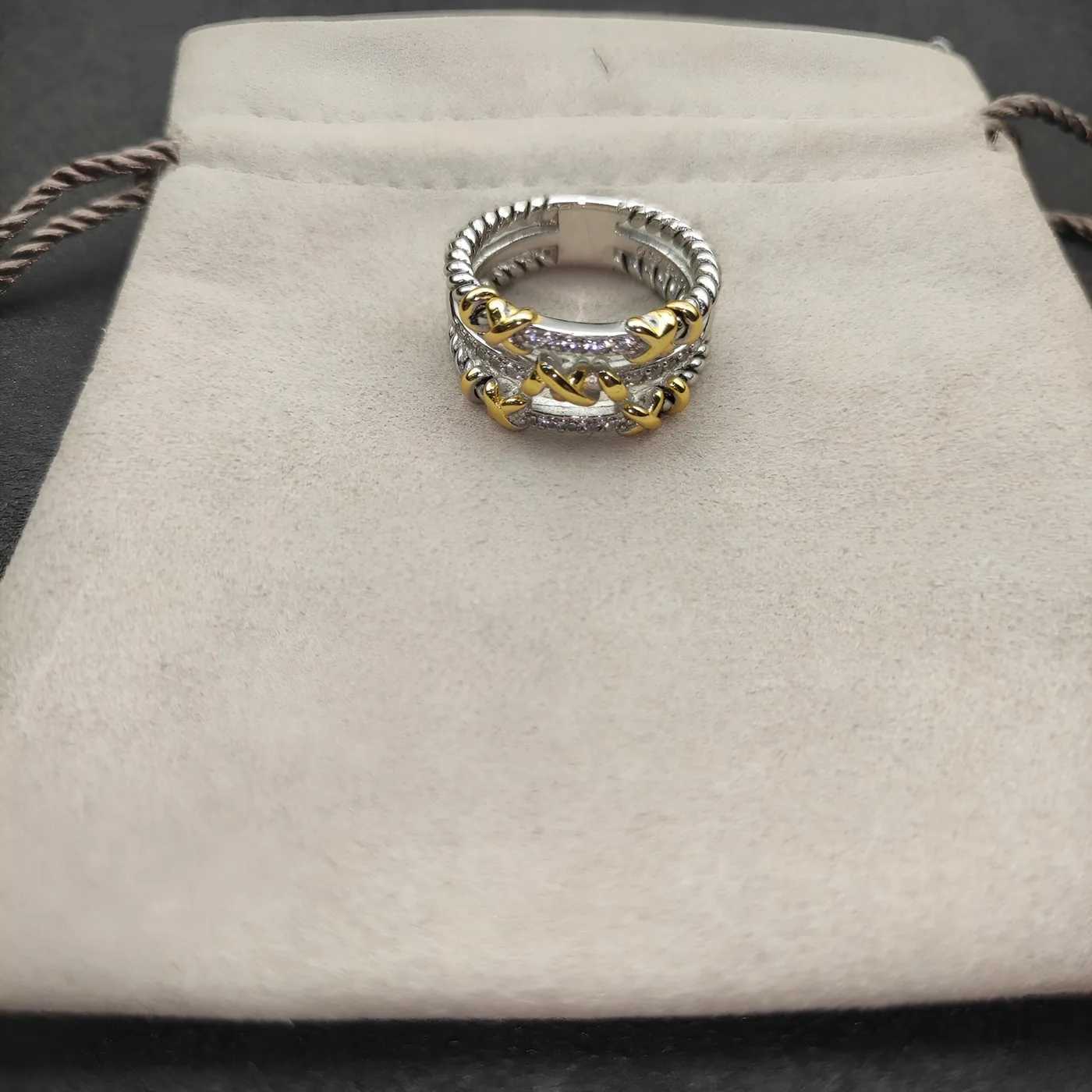 S925 Womens Silver Ring 6-9 Size Luxury Gold Couple Ring Type 7 Fashion Womens Jewelry 2407061517 Y241019