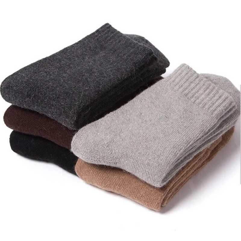 3 Pairs/Lot New Large Size Mens Socks Wool Winter Thick Warm Winter Mens Simple Solid Color extra thick terry Towel Socks 2020XJ241019