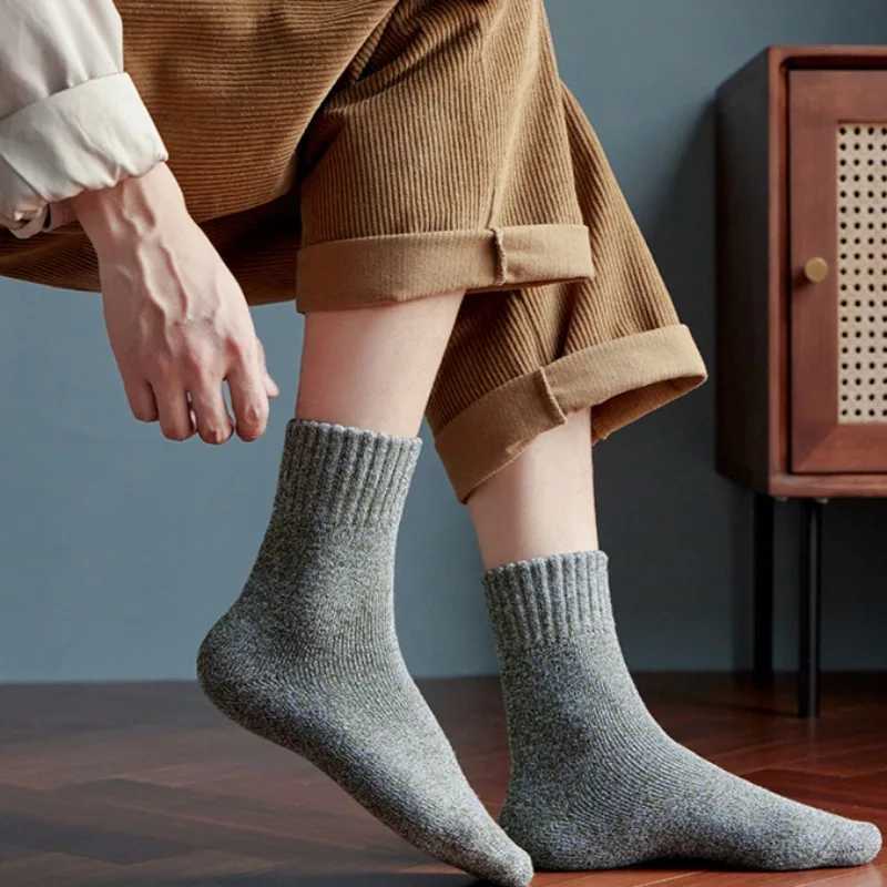 2024 New Autumn Winter Super Thicker Warm Socks Wool Male Men Women Casual Socks Solid Wool Sock Against Cold Snow Terry SocksXJ241019