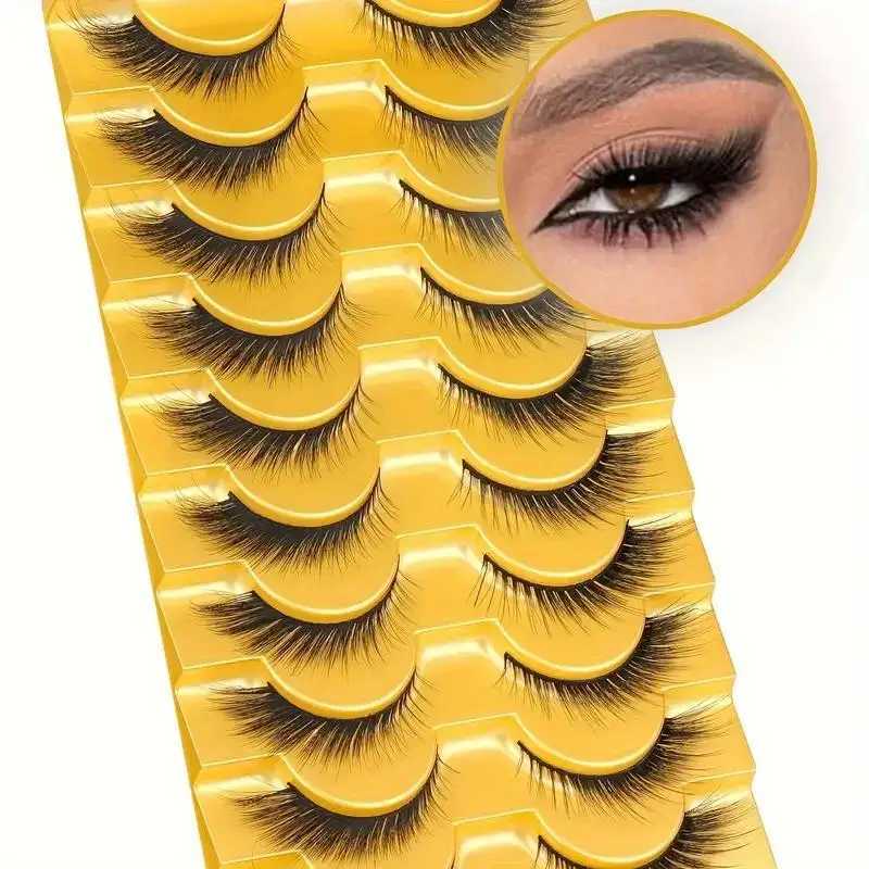 10 pairs of false eyelashes natural appearance L curly eyelashes fluffy eyelashes eyelash extension 3D 10 pairs of 16mm eyelaXJ241019