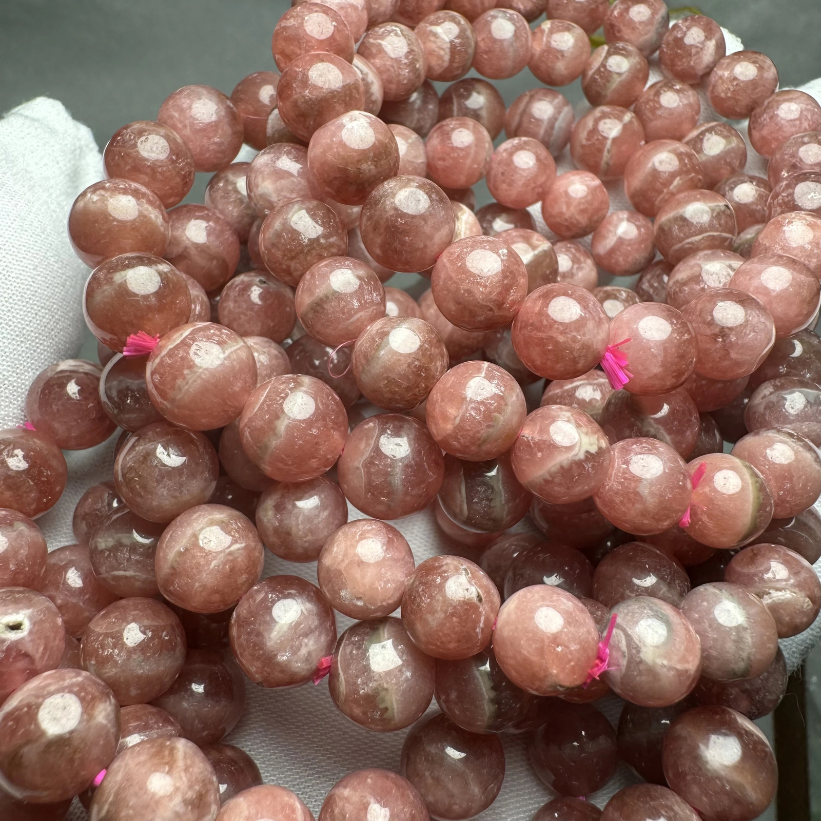 Meihan Wholesale AA Natural Argentine Rhodochromite Bracelet Smooth Round Loose Beads for Jewelry Making DIY Gifts 241018