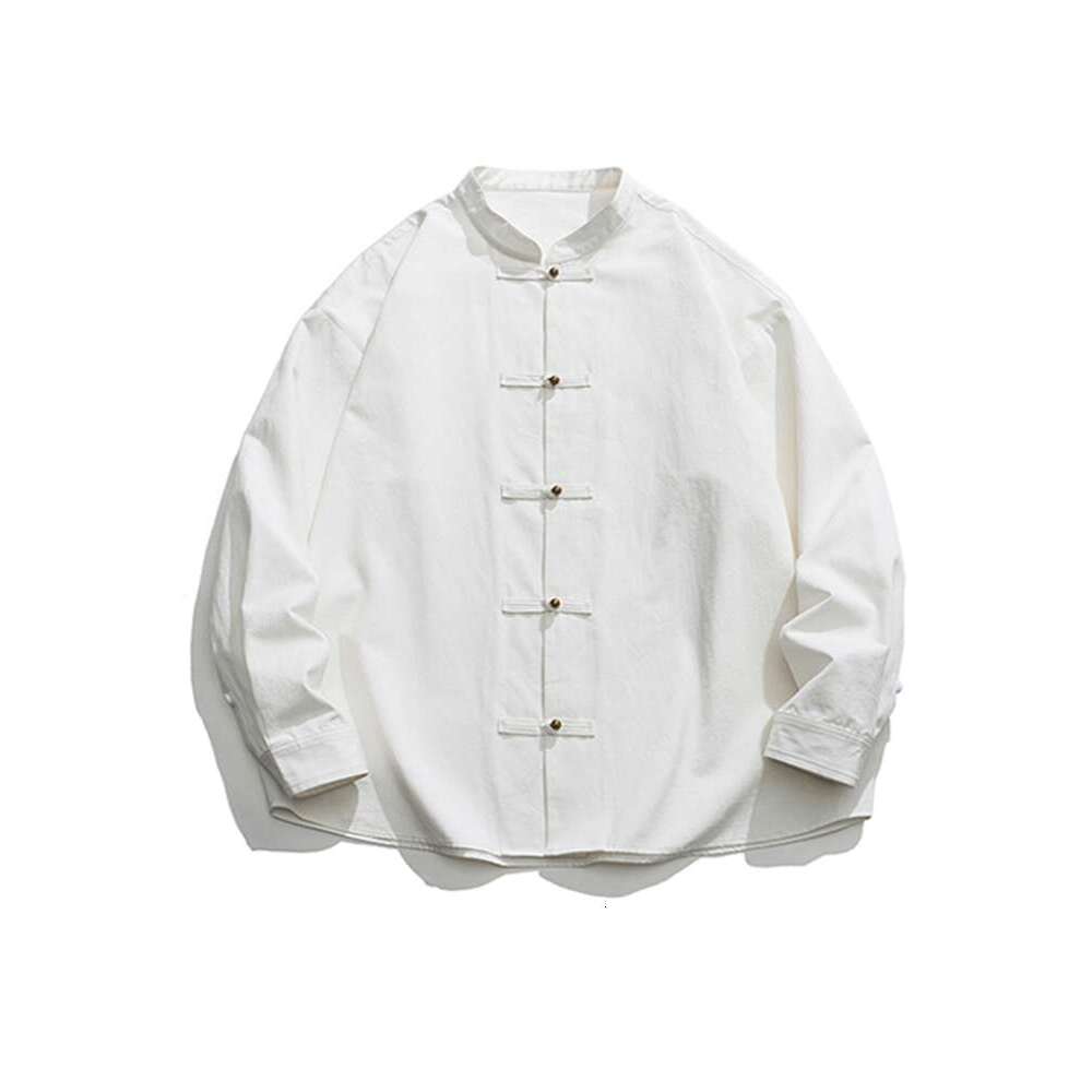 shanshi Men's shirts New Tang suit Chinese long sleeved loose casual stand up collar Zhongshan shirt men's thin style