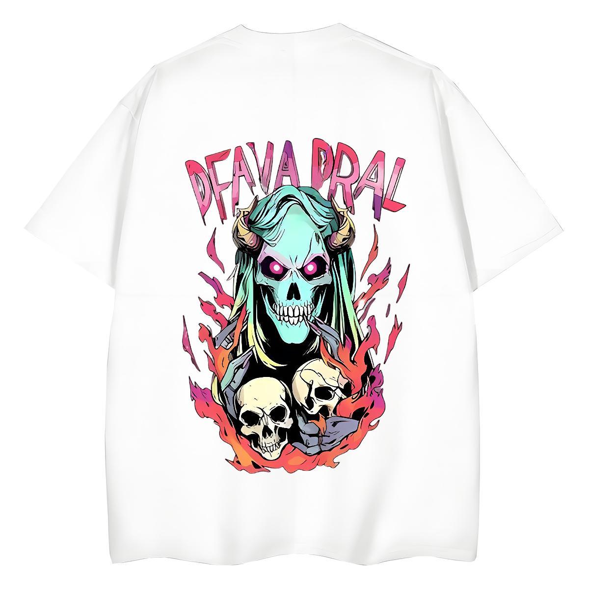 TOP Quality Women T Shirts 230g Pure Cotton Round Neck Short Sleeve Beach skull Couples T Shirts Designer Nice White Plus Size Wear