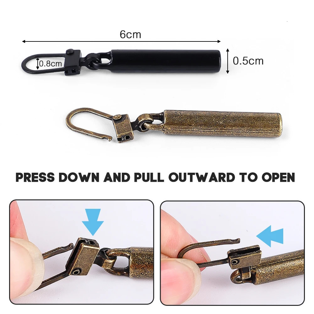5pcs Detachable Metal Zipper Pullers For Sliders Head Zippers Repair Kit Pull DIY Sewing Down Jackets Clothing Bag 241017