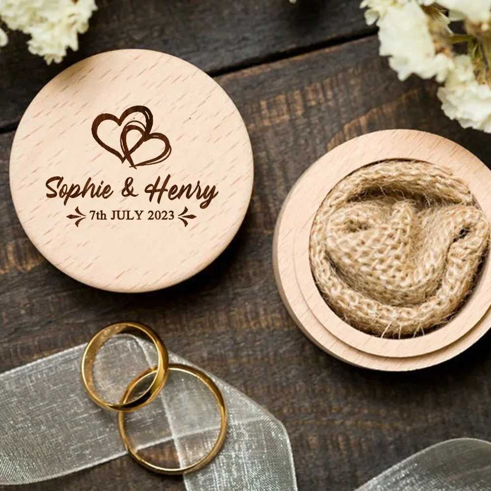 Personalized Wedding Ring Box Customized Wooden Ring Box Anniversary Gift Wedding Ring Keepsake Carving Ring Bearing Box W241019