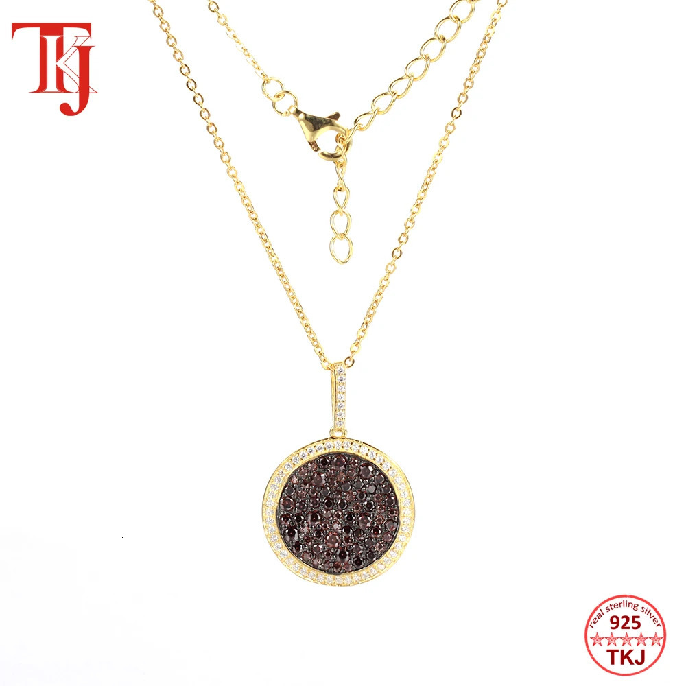 TKJ genuine 925 sterling silver jewelry natural gemstones black spinel necklace and pendant party womens wedding gift 241018