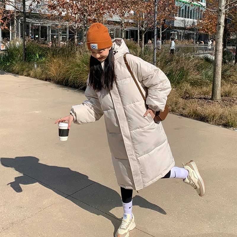 Womens Down Feather Jackets Coat Winter Baggy Thickening Warm Bubble Long Oversized Female Puffer Cotton Padded Jacket OutwearX241019