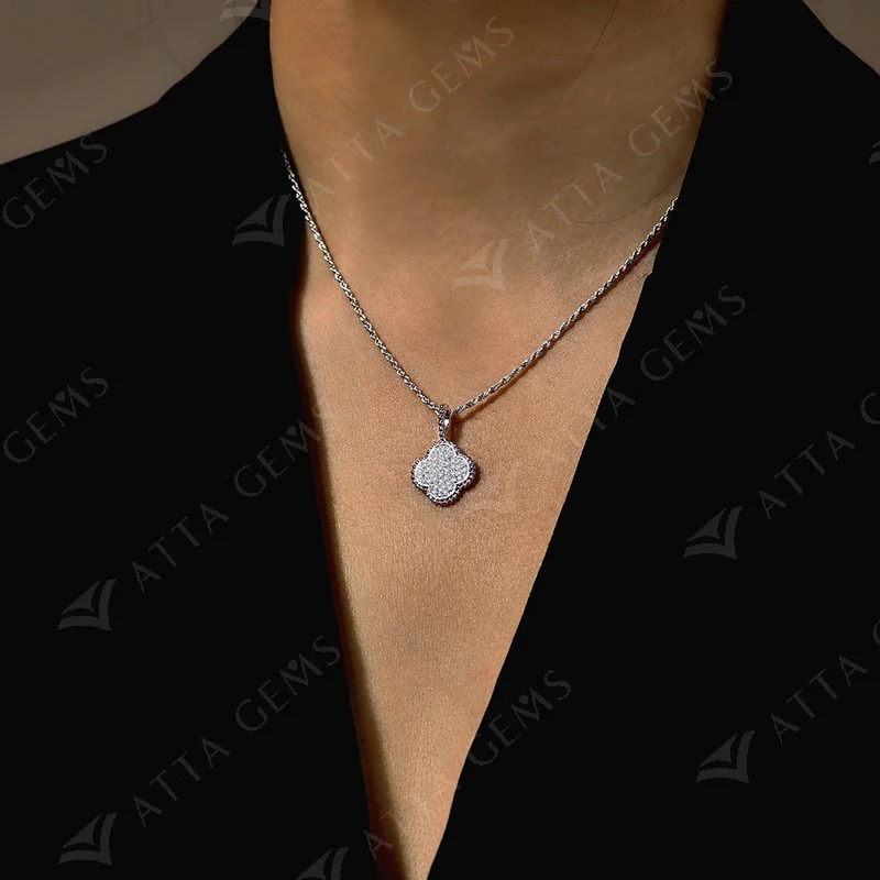 Attachment Womens D-color Full Round Necklace S925 Solid Silver Sparkling Pendant Engagement Wedding Party Gift 241018