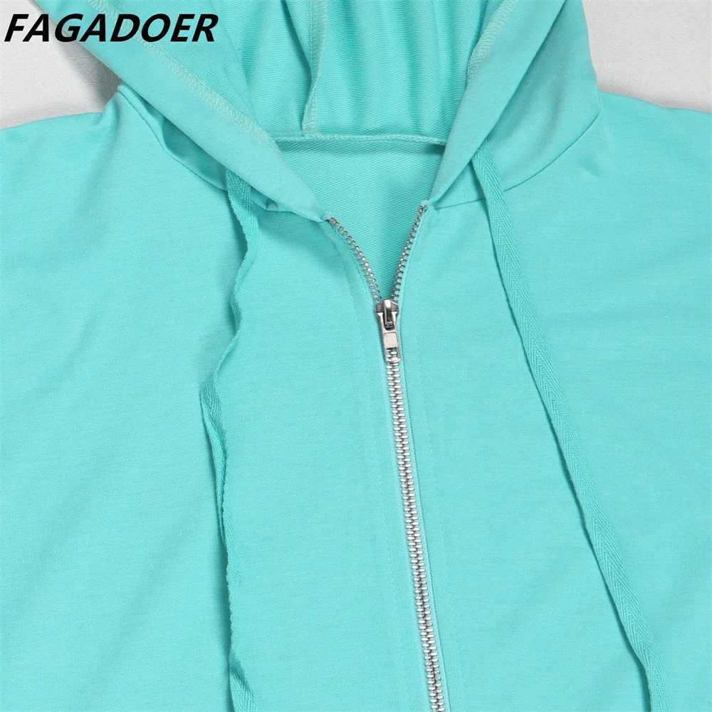 Women's Two Piece Pants FAGADOER Womens 2024 Autumn 2-piece Casual Long Sleve Zipper Hoodie Coat and Sweatpants Set Y2k Strt Sportswear Y241019CC