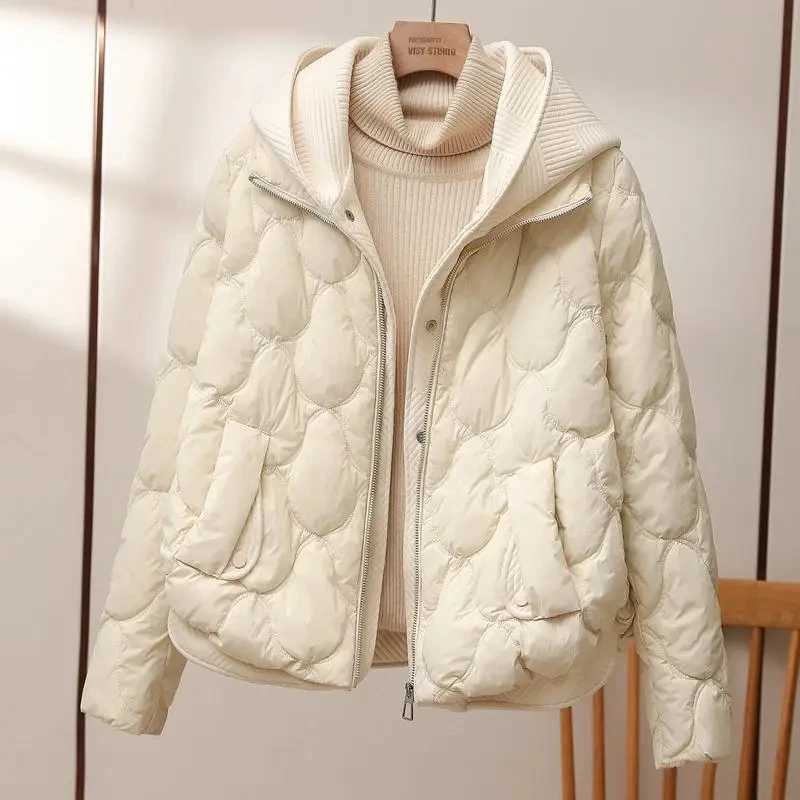 2024 New Winter Jacket Women Warm Parkas Female Fake Two-piece Long Sleeve Casual Cotton Padded Jacket Hooded Outwear LadiesX241019
