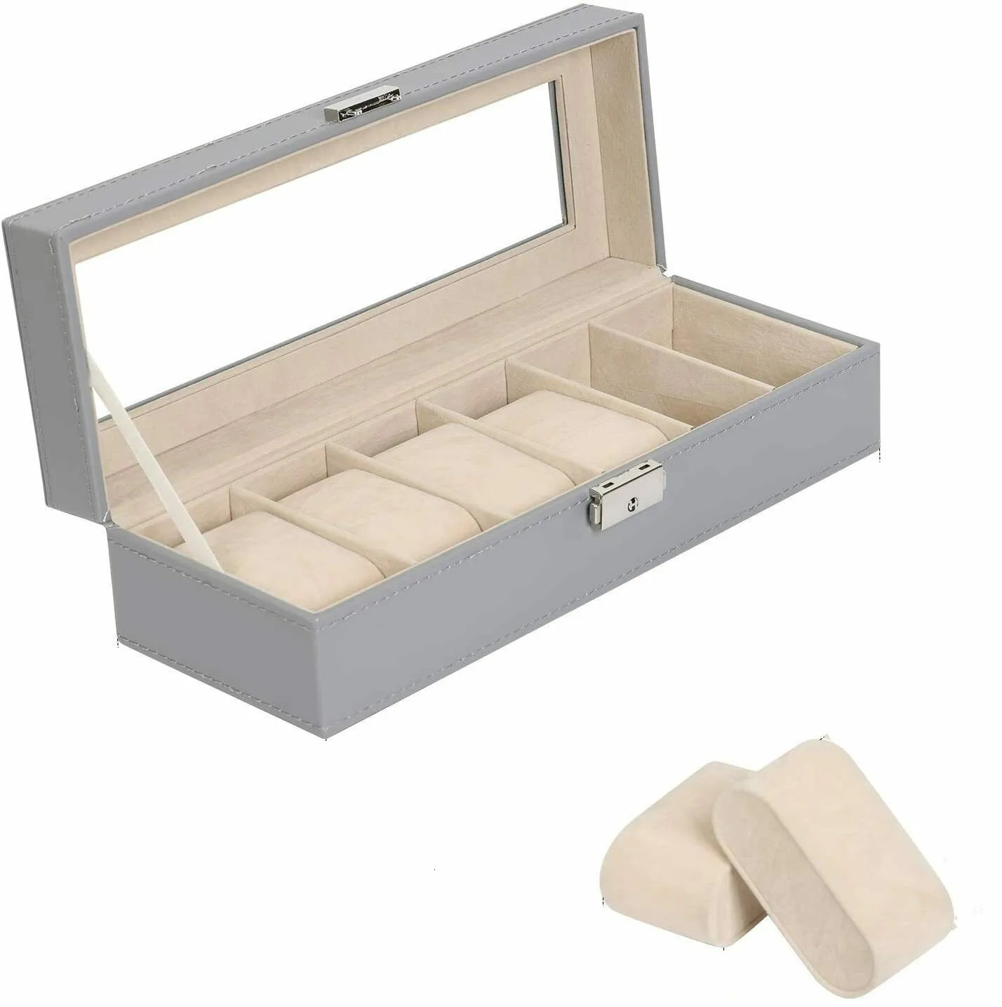 6-slot leather watch box organizer mens watch display box jewelry storage rack 241018 ww